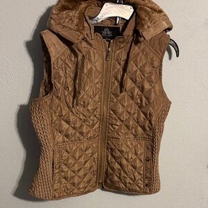 Louise Paris Quilted Tan Vest with Hood